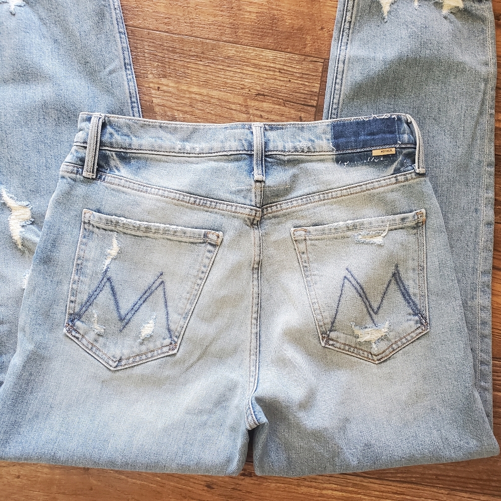 MOTHER Blue Skinny Jeans Distressed Style